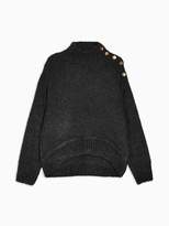 Thumbnail for your product : Topshop Button Shoulder Detail Knitted Jumper - Charcoal