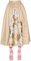Fendi Floral Print Cotton Drill & Lurex Skirt