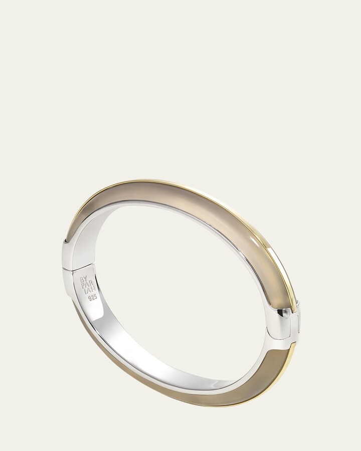 By Pariah Essential Stacking Cuff Bracelet, Grey Agate