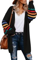 Thumbnail for your product : AlvaQ Womens Long Sleeve Open Front Cardigans Striped Color Block Oversized Knit Draped Sweaters Outwear 2023