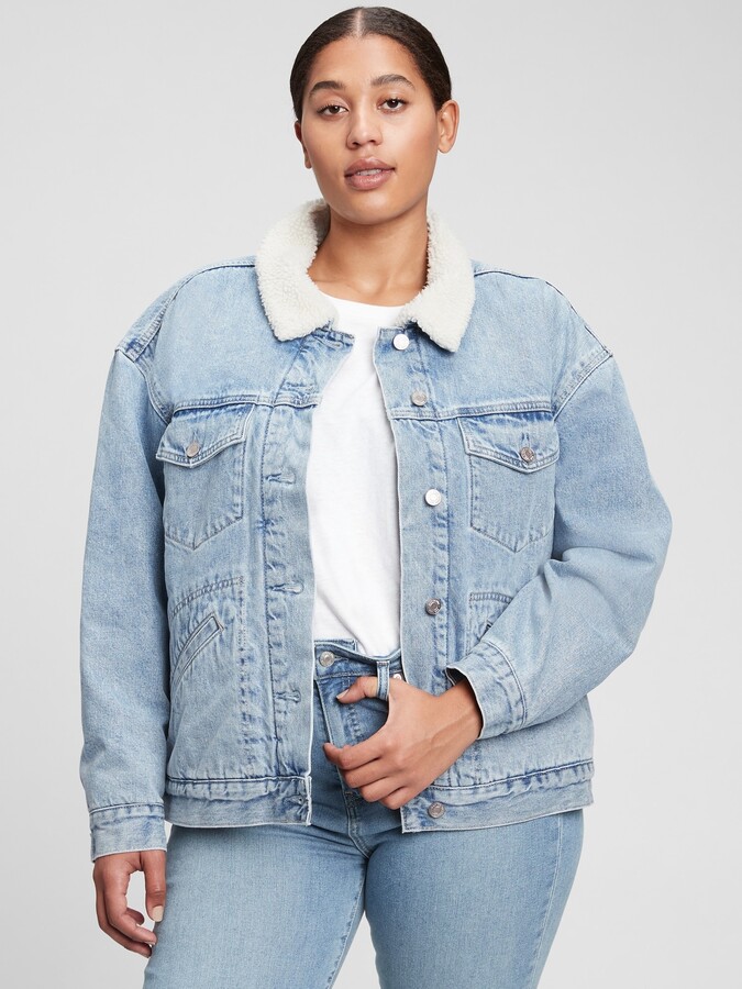 oversized denim sherpa jacket