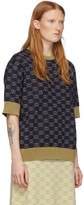 Thumbnail for your product : Gucci Navy and Gold Lurex GG Sweater