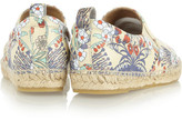 Thumbnail for your product : Floral-print washed-leather espadrilles