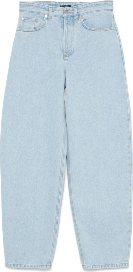 Thierry Mugler Blue Lace-Up Wide-Leg Jeans