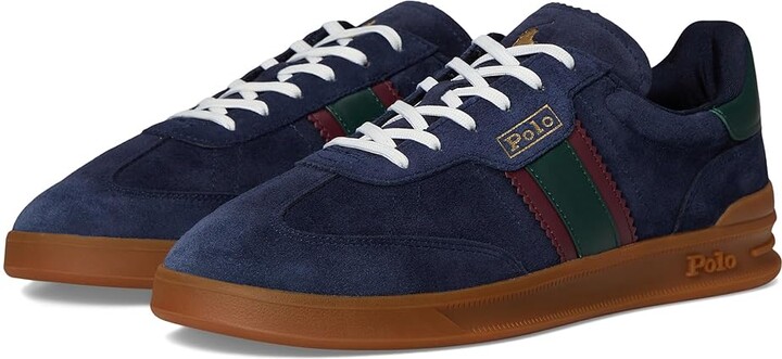 Polo Ralph Lauren Heritage Aera Suede Sneakers Men's Shoes Navy/Wine/Forest : 7.5 D - Medium