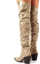 Thumbnail for your product : Public Desire Dallas Snakeskin Western Block Heeled Over the Knee Boots
