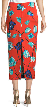 Diane von Furstenberg Tailored Midi Pencil Silk-Blend Skirt