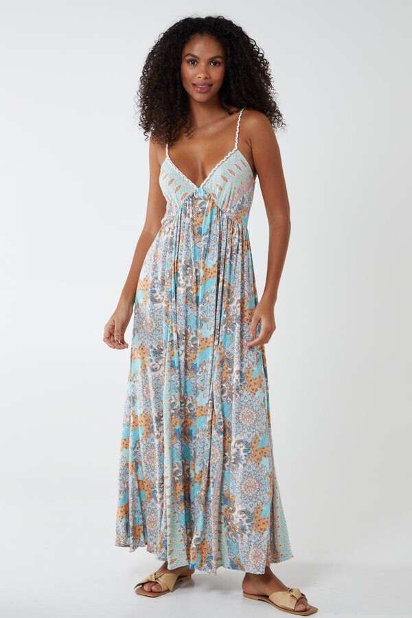 Blue Vanilla V Neck Strappy Midi Dress ShopStyle