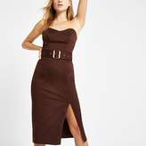 Thumbnail for your product : River Island Brown bandeau bodycon dress