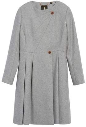 Ted Baker Wool Blend Asymmetrical Skirted Coat