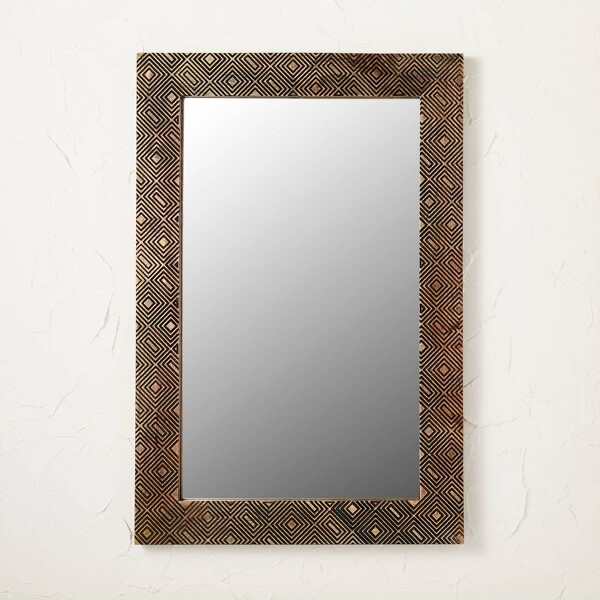 Opalhouse designed with Jungalow 24" x 36" Carved Wood Mirror