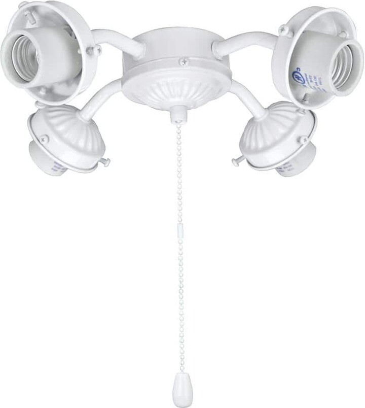Aspen Creative Corporation 4-Light 9 in. Painted White Ceiling Fan Fitter Light Kit with Pull Chain (1-Pack)