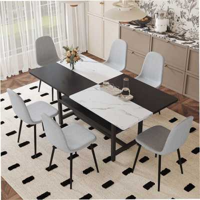 Latitude Run Dining Table Set With Storage Function And Paired Chairs, Ideal For Family Meals And Social Gatherings, Combining Style And Practicality.