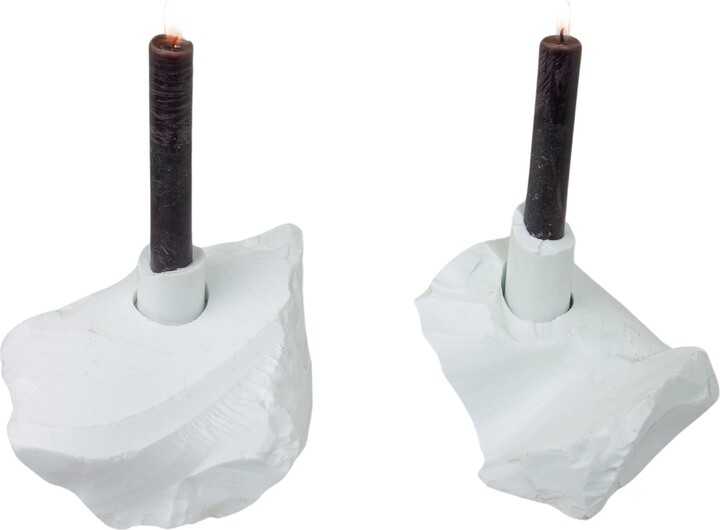 1stDibs Set Of 2 Manmade Porcellanite Abra Candelabra By Studio Do