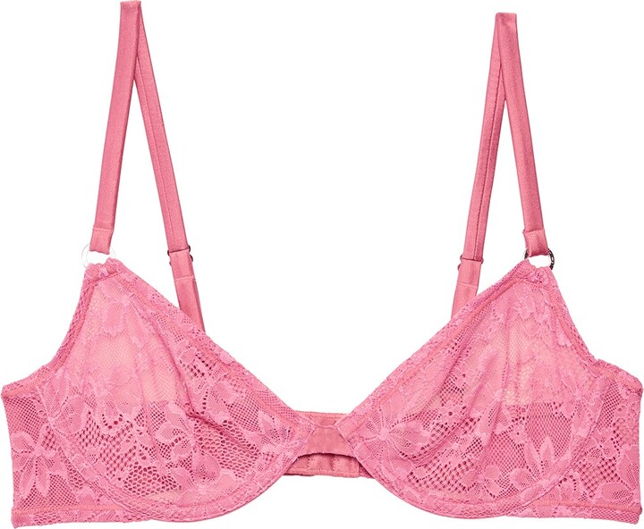 Emerson Intimates Women's Strappy Lace Plunge Push Up Bra - Pink