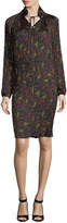Thumbnail for your product : Opening Ceremony Pleated Floral-Print Split-Neck Dress