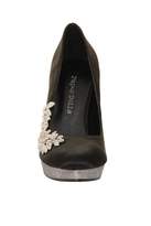 Thumbnail for your product : Black & Silver Embellished Leaf Detail Court Heel