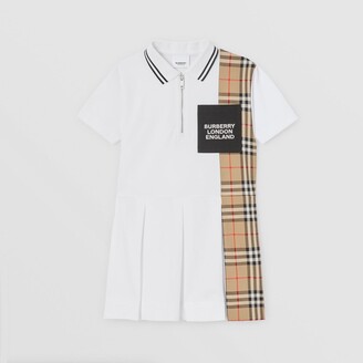 Burberry Childrens Vintage Check Panel Cotton Piqué Polo Shirt Dress