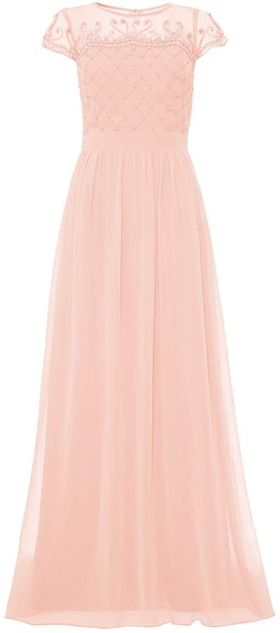 quiz raspberry chiffon embellished maxi dress
