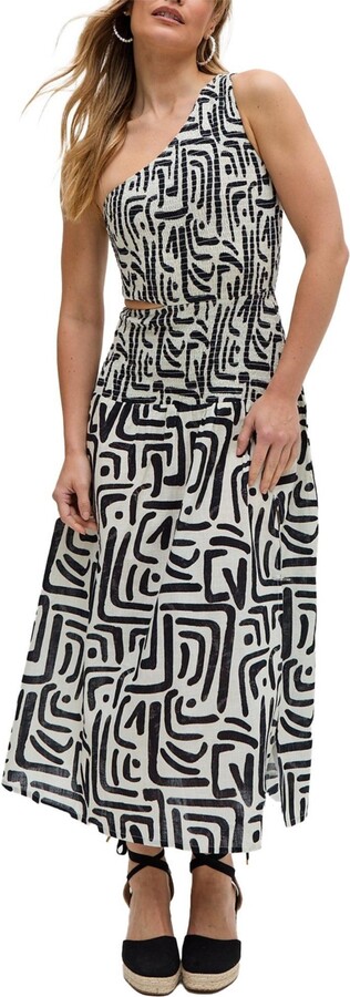 Raffya Women's Jazz Jersey One Shoulder Warhol Print Midi Dress