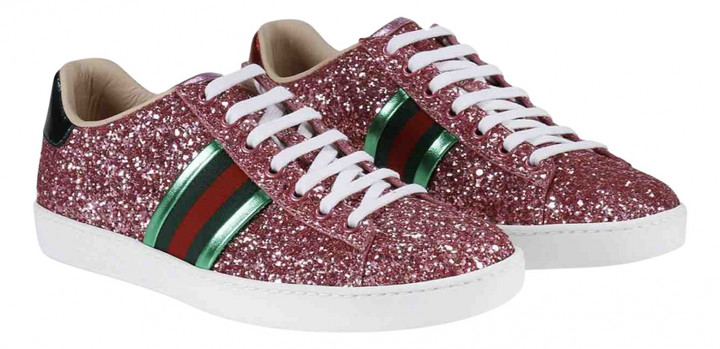 pink glitter gucci sneakers
