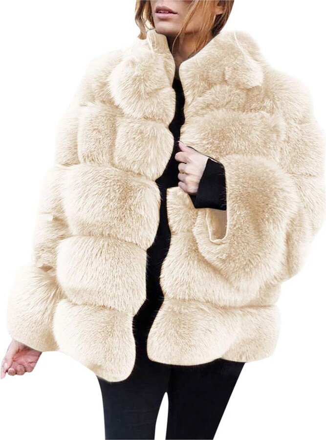Women's Fluffy Mink Coats Women's Autumn Winter Tops Fashion Faux
