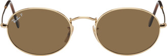 Ray-Ban Gold & Brown Oval Sunglasses