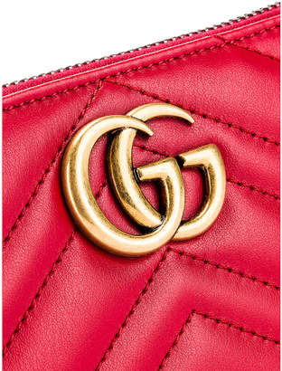 Gucci Leather Zip Around Wallet in Hibiscus Red | FWRD