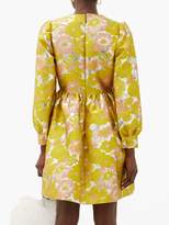 Thumbnail for your product : MSGM Puff-sleeved Floral-brocade Mini Dress - Womens - Yellow Multi