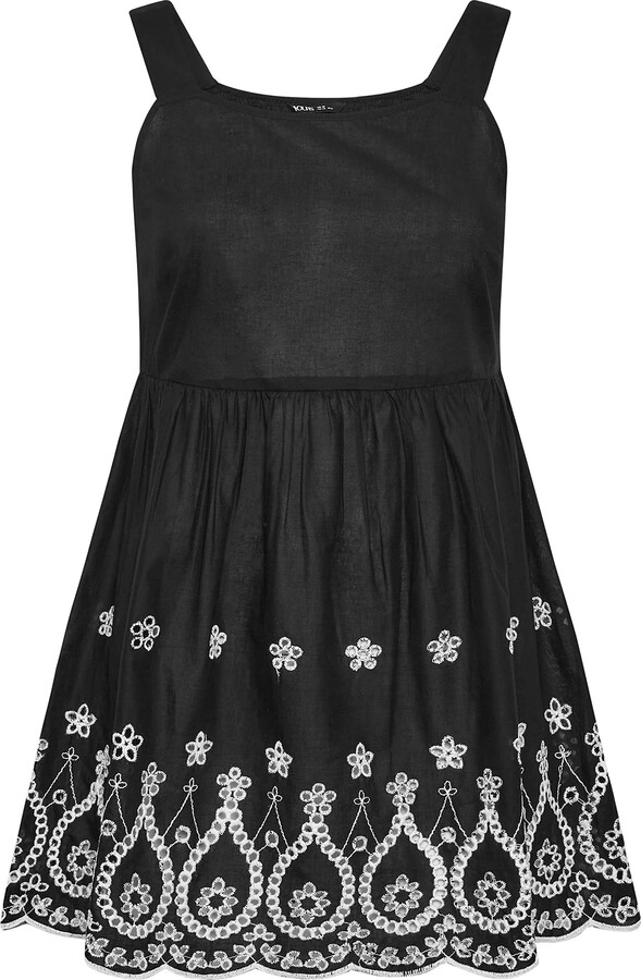 Yours Curve & White Broderie Anglaise Vest Top Women's Plus Size Curve ShopStyle