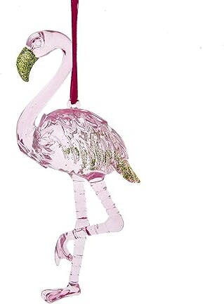 Preppy Christmas Pink Flamingo Ornament