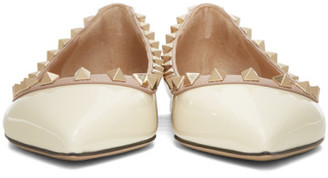 Valentino White Garavani Rockstud Patent Ballerina Flats