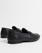 Thumbnail for your product : Walk London Jacob woven loafers in black leather