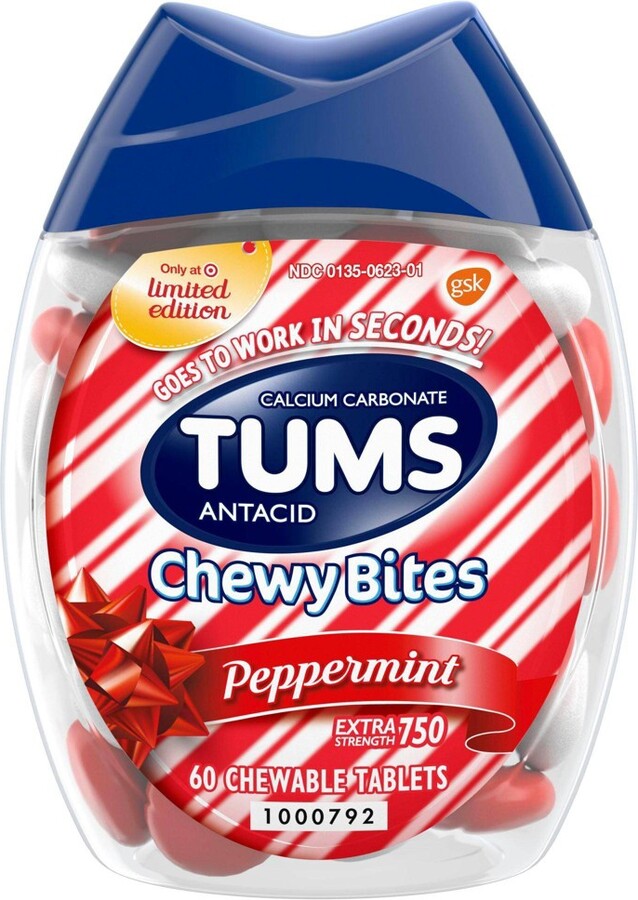 Tums Chewy Bites Peppermint Extra Strength Chewable Antacid for