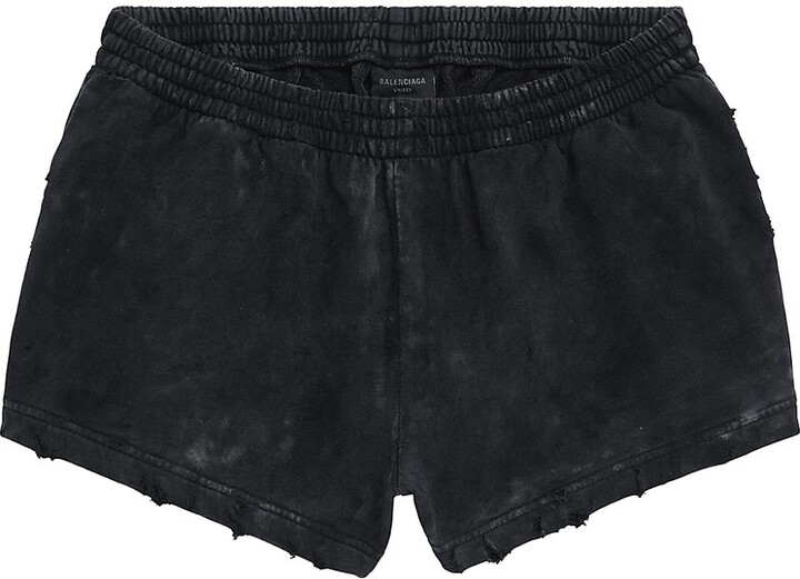 Black Crinkled silk-satin shorts, Balenciaga