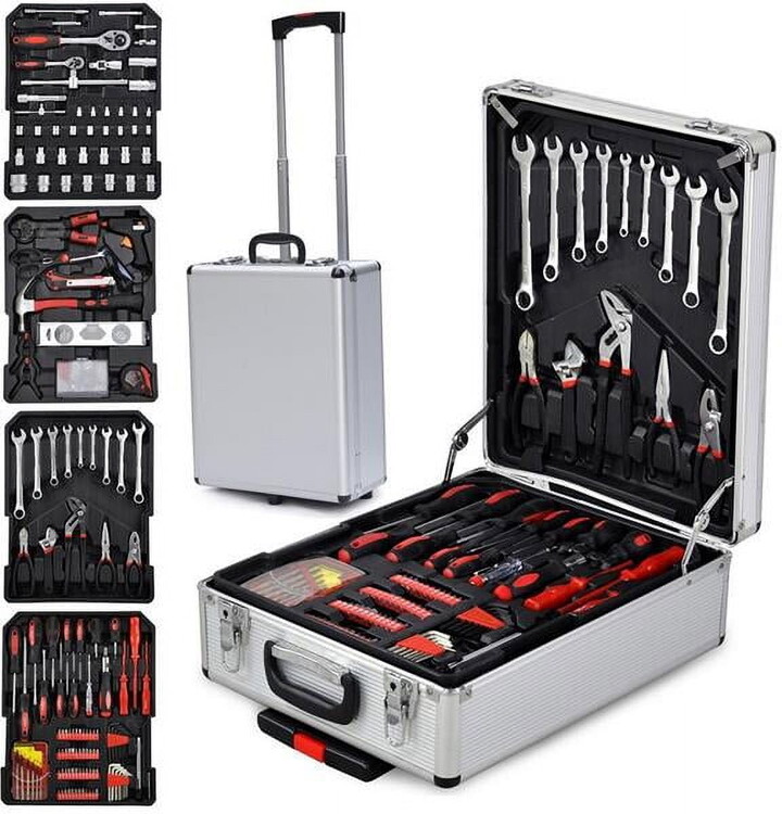 AsterOutdoor 799PCS Aluminum Trolley Case Tool Set For Home Shop Workplace Silver