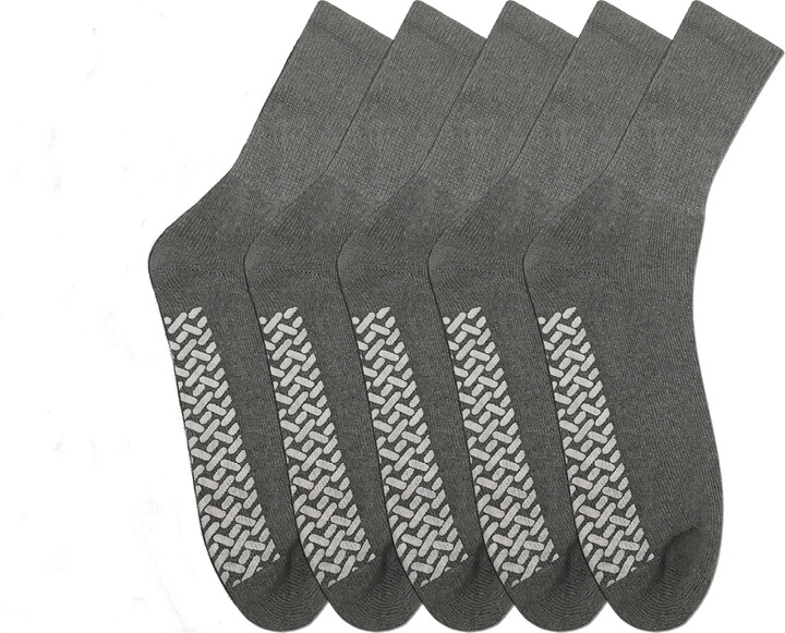 NOBLES HEALTH CARE PRODUCT SOLUTIONS Noble Health Care Diabetic Non Skid Hospital Slipper Socks 6 Pack (9-11, Grey)