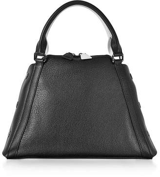 Akris S Aimee Black and Cream Pebbled Leather Satchel Bag