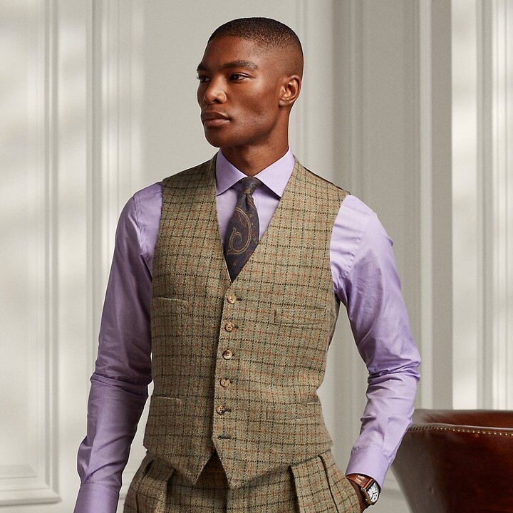 Mens Wool Tweed Vest | Shop the world's largest collection of fashion |  ShopStyle