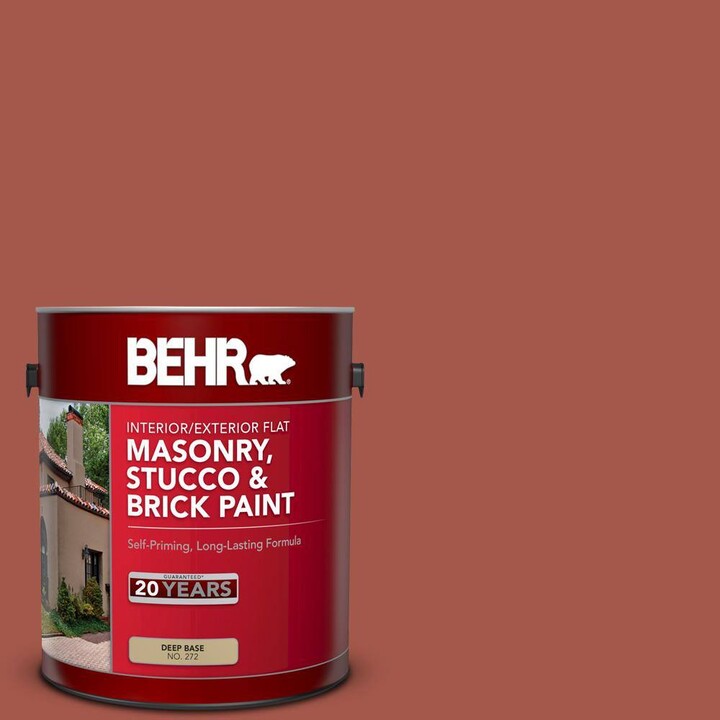 BEHR 1 gal. #PPU2-15 Cajun Red Flat Interior/Exterior Masonry, Stucco and Brick Paint