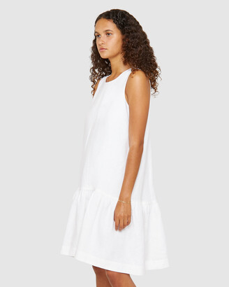 Jag Women's White Sun Dresses - Drop Waist Linen Dress - Size One Size, 16 at The Iconic