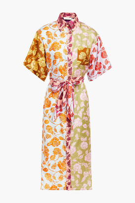 Zimmermann The Lovestruck Patchwork Floral-print Silk-twill Midi Shirt Dress