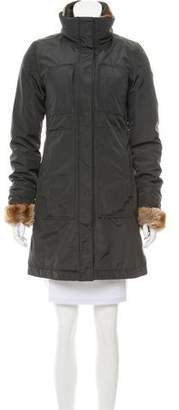 Post Card Fur-Trimmed Zip-Up Coat
