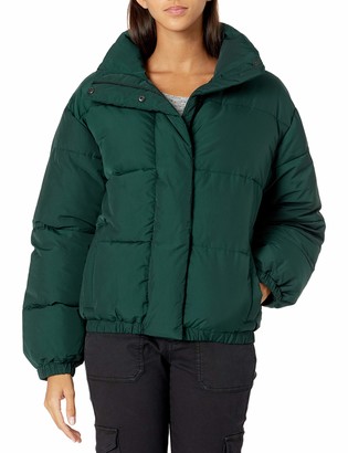 mock neck puffer jacket women's