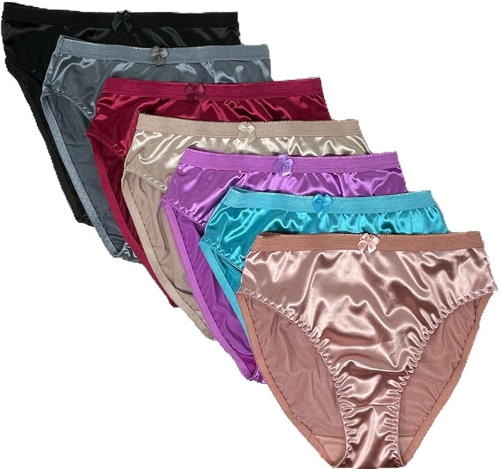Peachy Panty 6 Pack Satin Shine Full Coverage Women's Panties Smooth Soft Nylon 