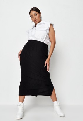 Missguided Plus Size Black Rib Midi Skirt - ShopStyle