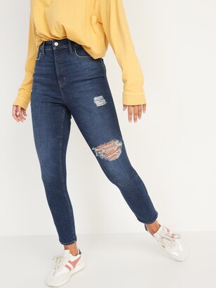 Old Navy Higher High-Waisted Rockstar 360&#176 Stretch Super Skinny Ripped  Jeans for Women - ShopStyle