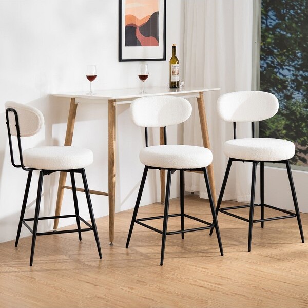 WARMOUNTSSetof3UpholsteredSwivelCounterHeightBarstool