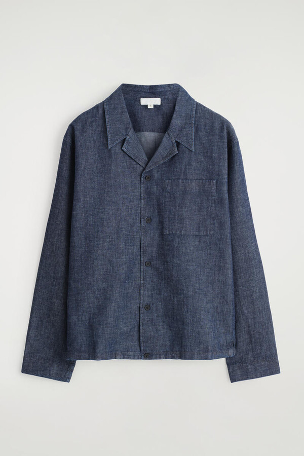 COS Resort-Collar Denim Overshirt in Blue
