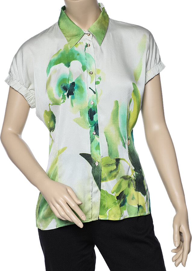 Roberto Cavalli Multicolor Printed Silk Satin Shirt